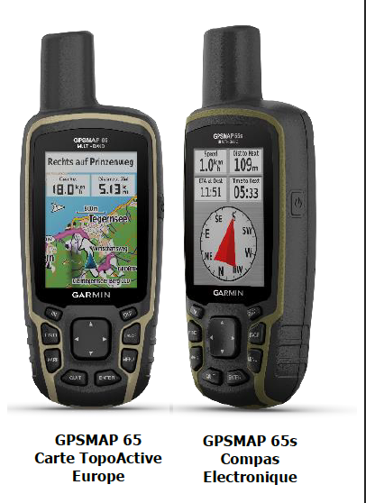 GARMIN - GPSMAP 65/65s - Cartes TopoActive et Compas électronique